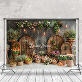 Lofaris Whitish Black Arch Floral Eggs Easter Photo Backdrop